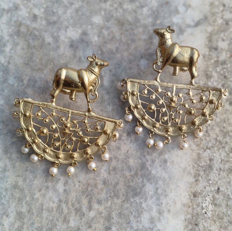 Nandi Golden Matte Earrings - Image 2